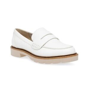 Anne Klein Women's Elia Lug Sole Penny Loafers Flat, White Size 6M